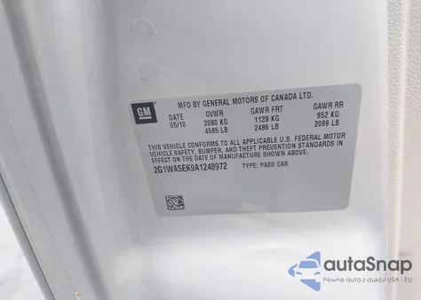 2010 Chevrolet Impala Ls из США, поврежденный, VIN 2G1WA5EK9A1248972